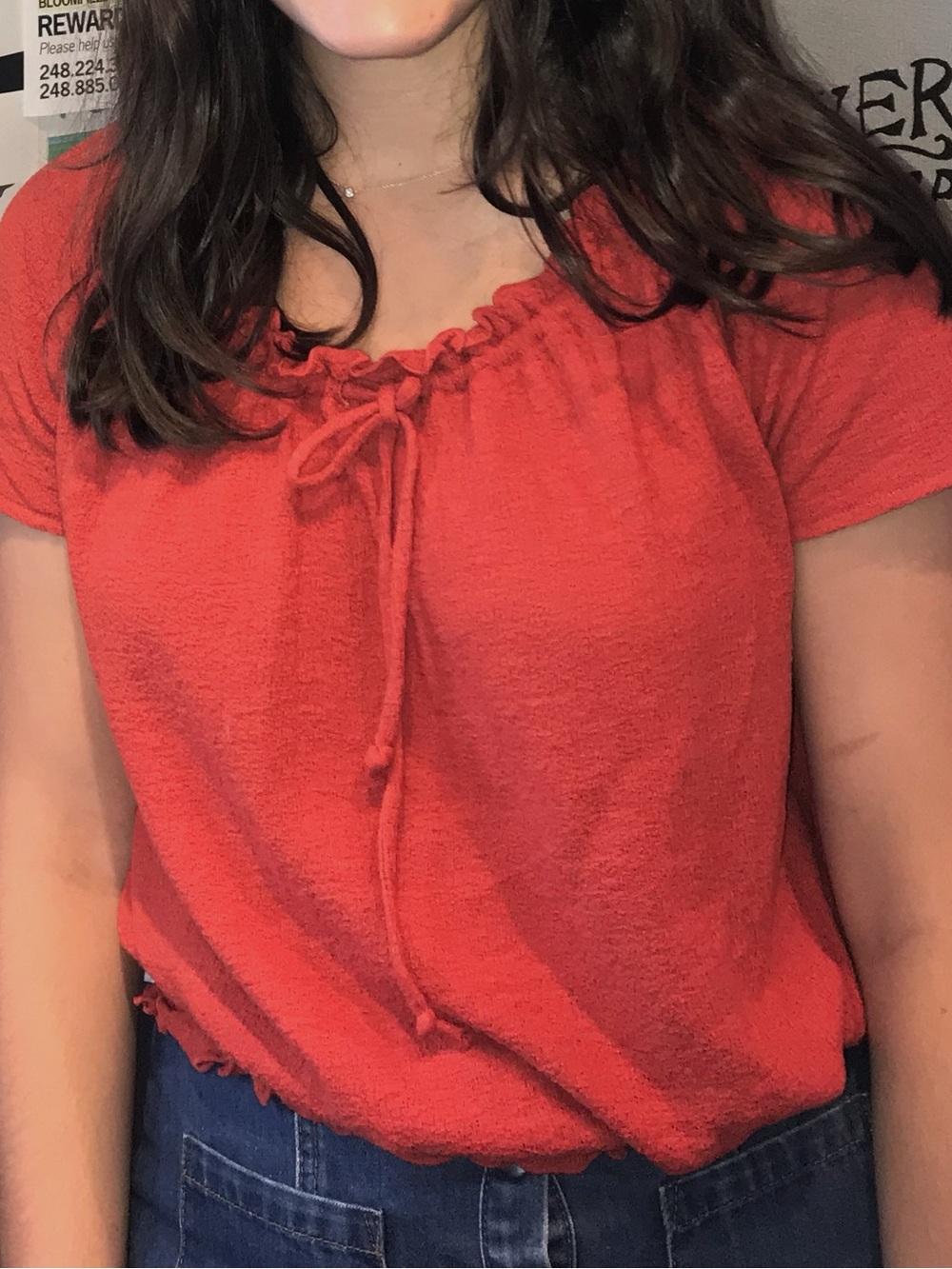 Madewell Red Smocked Top